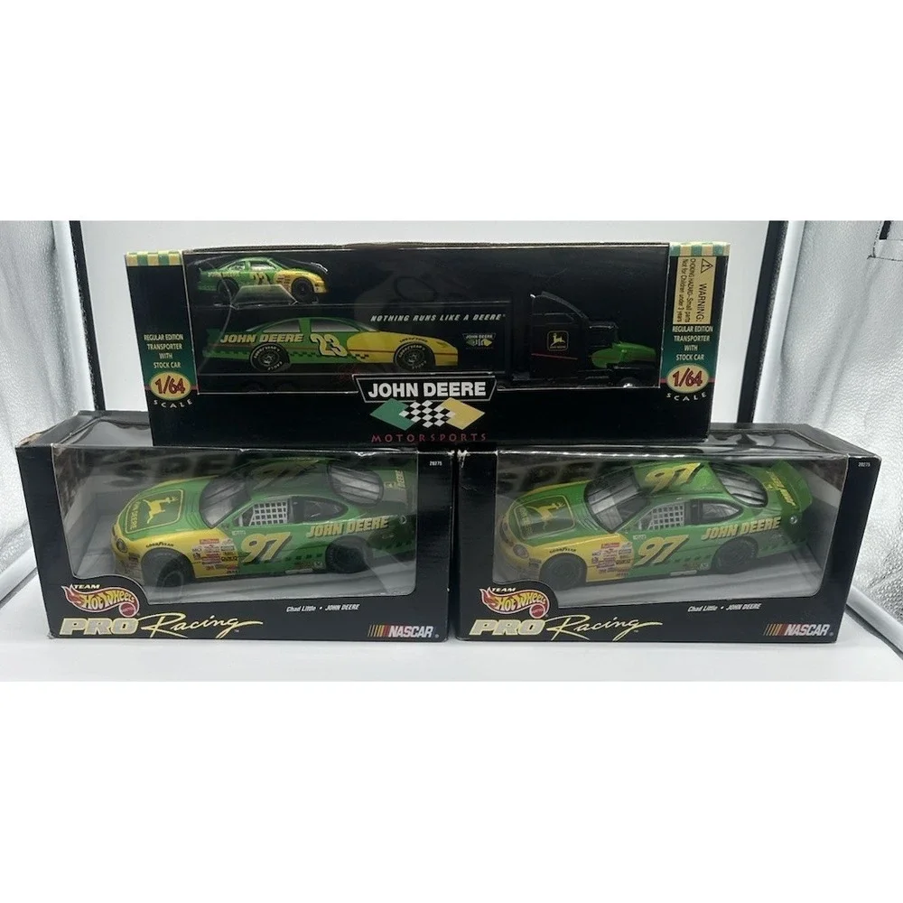 CHAD LITTLE JOHN DEERE NASCAR DIECAST LOT 2X 1:24 CARS & 1:64 HAULER NIB